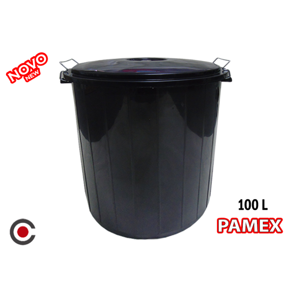 BALDE PRETO C/TAMPA 100L