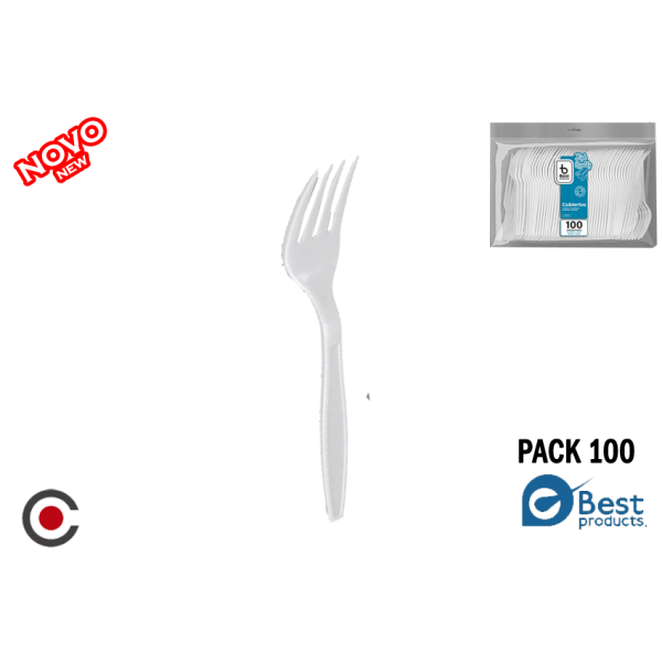 PACK 100 GARFOS PLAST. BRANCO 18CM 247300