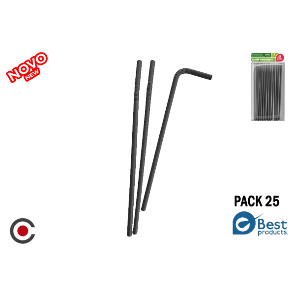 PACK 25 PALHINHAS PRETAS 19.7CM 730095