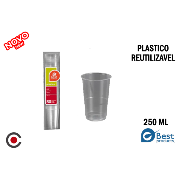 PACK 50 COPOS PP REUTILIZAVEIS TRANP. 250CC 730160