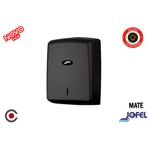 DISPENSADOR PAPEL PRETO MATTE JOFEL AH37600-MT