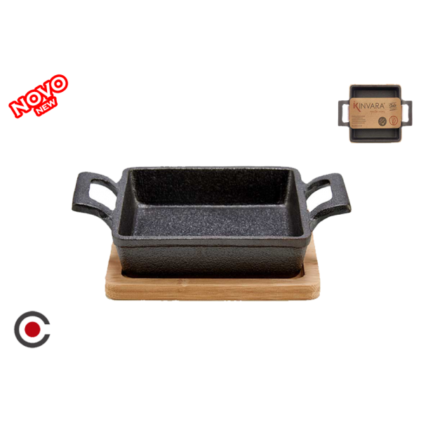 CAÇAROLA FUNDIDA + BASE BAMBU 14X19X5CM 64306