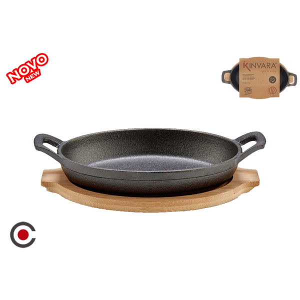 CAÇAROLA FUNDIDA + BASE BAMBU 12X22X5CM 64308