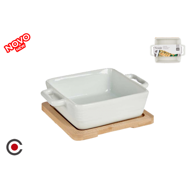 PRATO APERITIVOS + BASE BAMBOO 17X13X4.5CM 87384