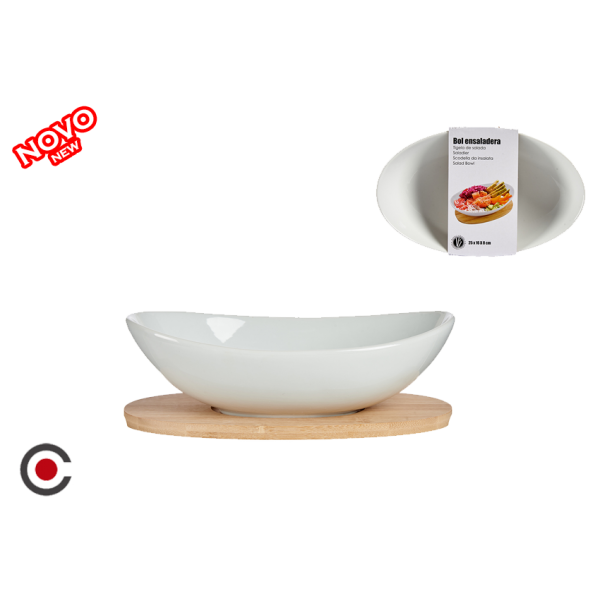 SALADEIRA + BASE BAMBOO 25X16X8CM 87386