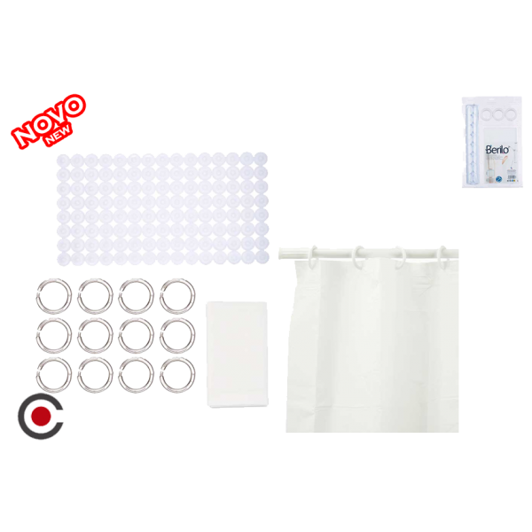 CONJ. WC CORTINA + TAPETE BRANCO BERILO 89386