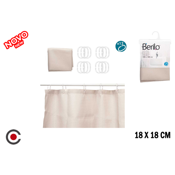 CORTINA BANHO BEJE 180X180CM 89382