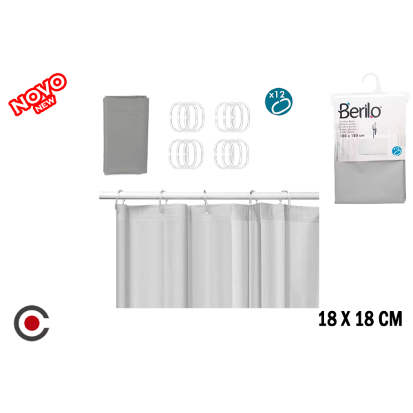 CORTINA BANHO CINZA 180X180CM 89376