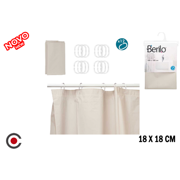 CORTINA BANHO BEJE 180X180CM 89377