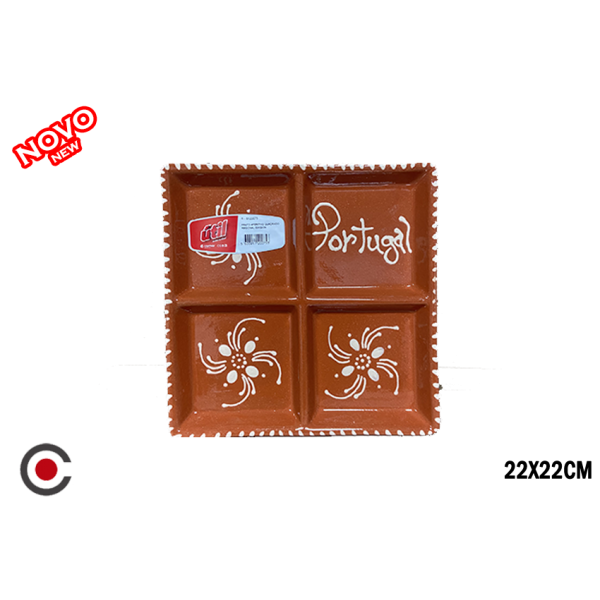 PRATO APERITIVO QUADRADO/ REDO.  REGIONAL 22X22CM